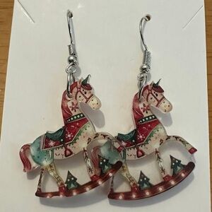 Festive Rocking Horse Earrings Vintage-look